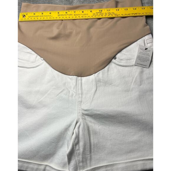 New Liverpool Women's White Stretch Maternity Comfort Stretch Cuff Short Size 10 - Picture 2 of 9